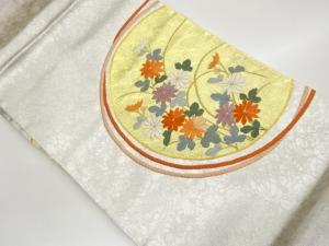 菊に丸文模様刺繍名古屋帯